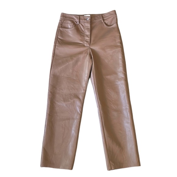 Aritzia Wilfred “The Melina” Camel Vegan Leather High Waist Cropped Pants - 6 - Picture 5 of 16